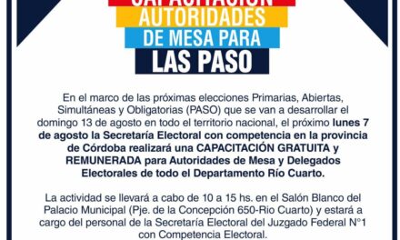 Elecciones PASO: Capacitación para Autoridades de Mesa