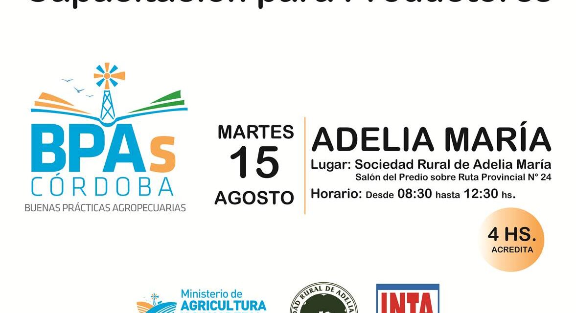 Se realizará una Jornada de Capacitación en Buenas Prácticas Agrícolas