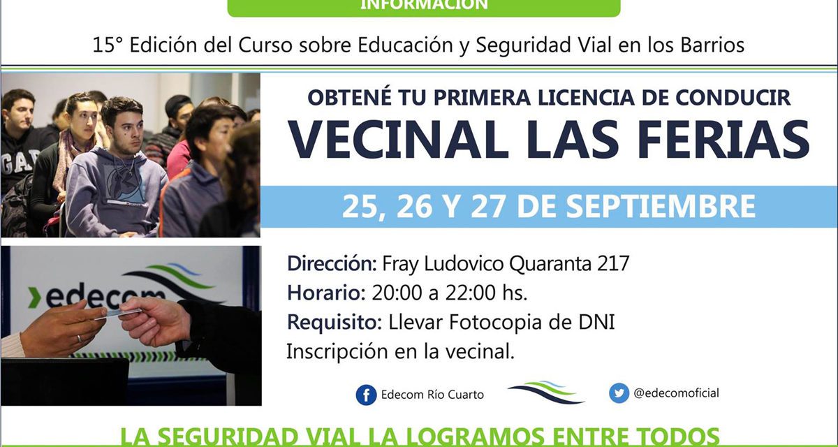 Se dicta el curso obtener la Licencia de Conducir en la Vecinal Las Ferias