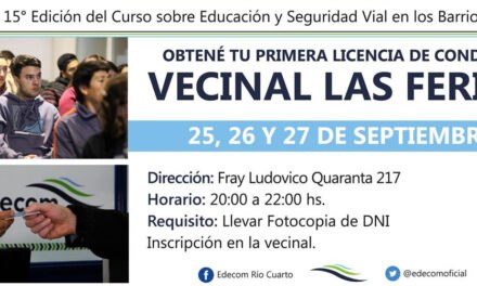 Se dicta el curso obtener la Licencia de Conducir en la Vecinal Las Ferias