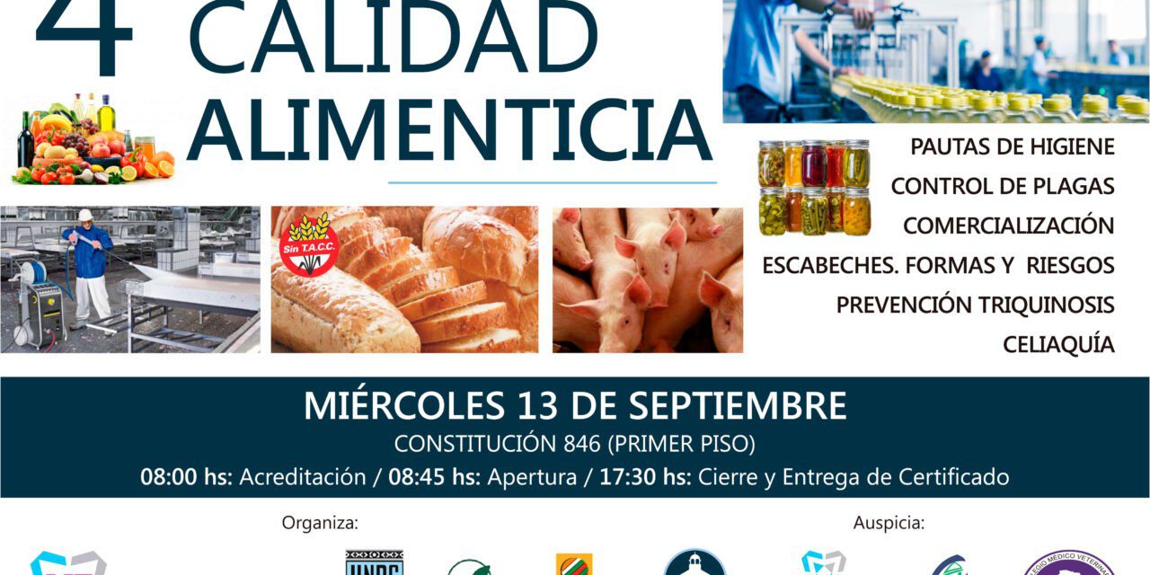 Se efectuará la 4º Jornada de Calidad Alimenticia