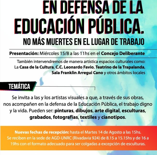 “En defensa de la educación pública. No más muertes en el lugar de trabajo”