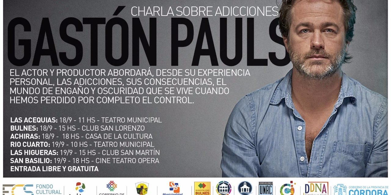 Gaston Pauls disertará sobre adicciones en Río Cuarto
