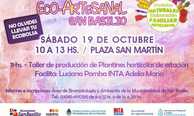 Se realizará en San Basillio la 5º Feria Eco-Artesanal