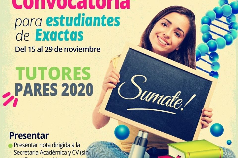 Convocatoria de Exactas para estudiantes tutores pares de ingresantes 2020