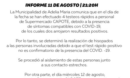 Adelia María: situación epidemiológica actual