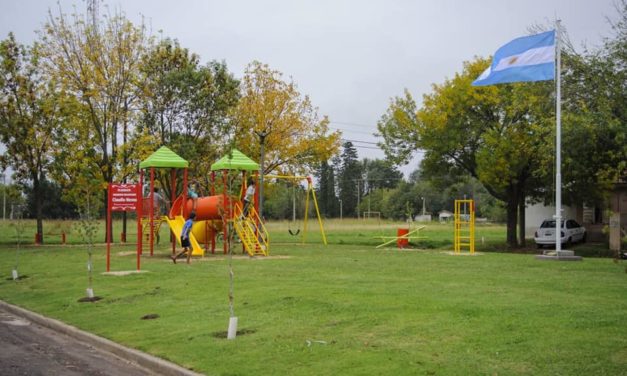 Arias: remodelación de la plazoleta «Bombero Voluntario Claudio Neveu»