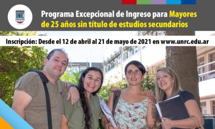 La UNRC preinscribe por Internet a mayores de 25 años sin título secundario