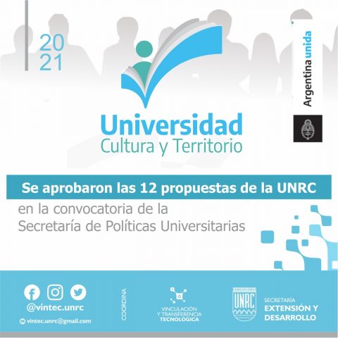 Se aprobaron 12 proyectos de la UNRC en la convocatoria nacional Universidad, Cultura y Territorio