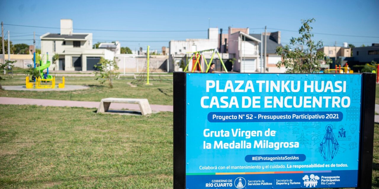 Río Cuarto: Llamosas dejó habilitada la plaza Tinku Huasi, en el suroeste de la ciudad