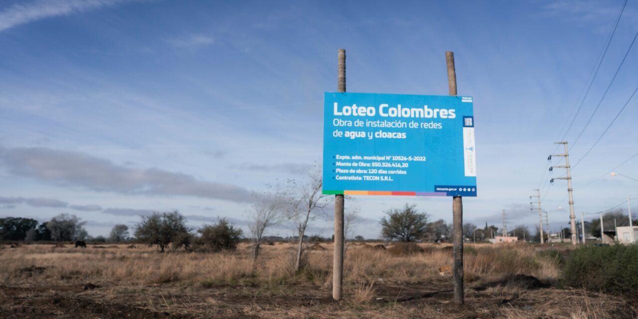 Río Cuarto: Avanzan las obras de infraestructura en el Loteo Colombres