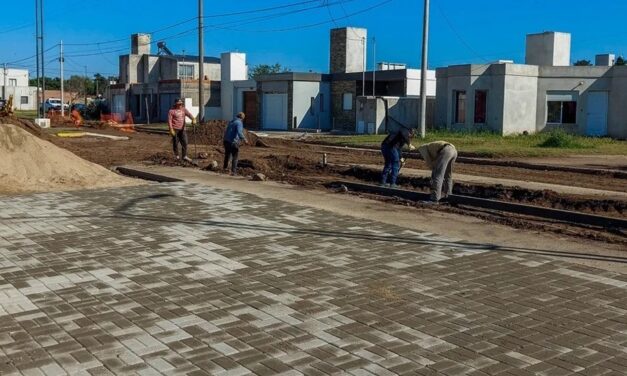 San Basilio: avanza el proyecto integrador de adoquinado en Bvard. Lorenzo Berardo