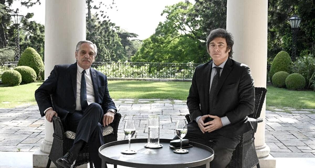 Alberto Fernández recibió a Javier Milei en la residencia de Olivos