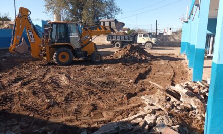 Villa María: Comenzó la construcción de un playón deportivo en la Escuela Arturo M. Bas