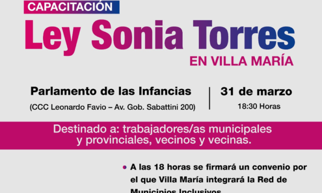 Ley Sonia Torres: Funcionarios municipales de Villa María se capacitarán en materia de DD.HH