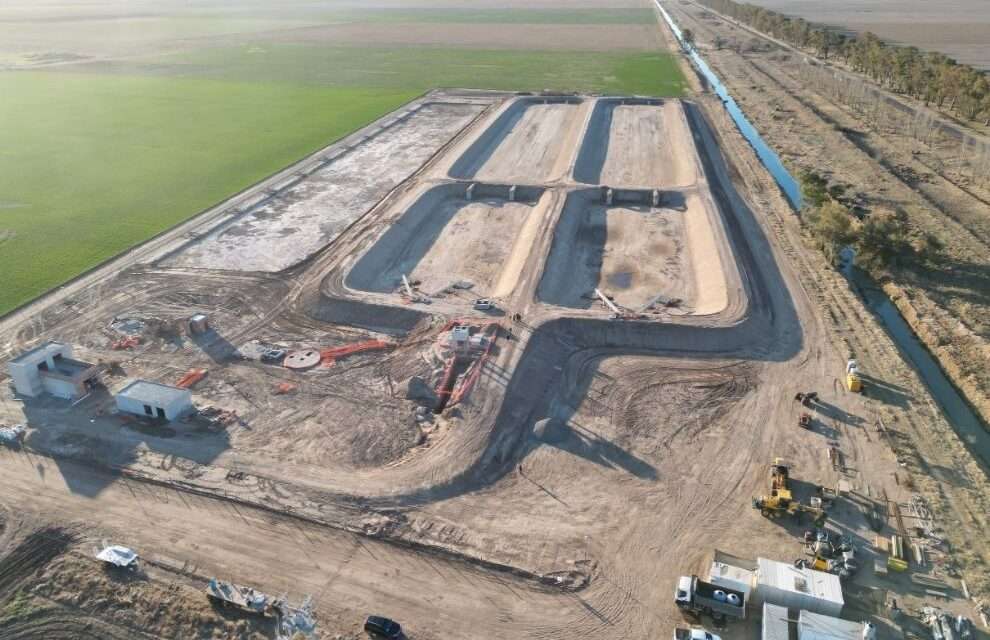 Laboulaye: la planta cloacal alcanza el 80% de avance en su construcción