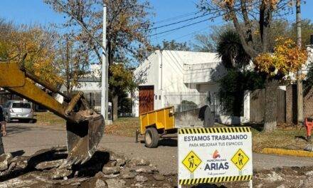 Arias avanza con nuevas obras de bacheo y mejoras en la calzada
