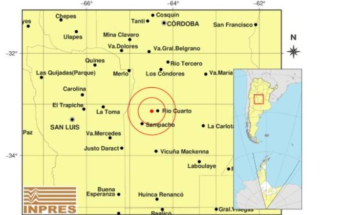 Con un sismo en Río Cuarto, se elevó a tres el número de temblores registrados en pocas horas en la región